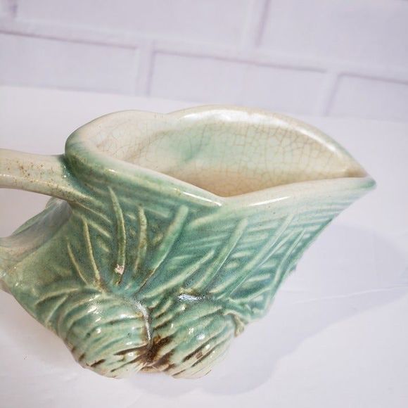 Vintage MCM McCoy Green Ceramic Pinecone Creamer Cool Crazing - Picture 2 of 10